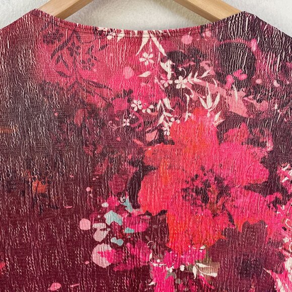 NEW COLDWATER CREEK Womens Plus 1X Crinkle Blossom Top Floral 3/4 Sleeve Shirt - Picture 10 of 10